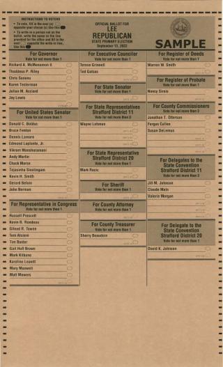 Sample Ballot for Lee Republican State Primary Election Tuesday 9-13 ...
